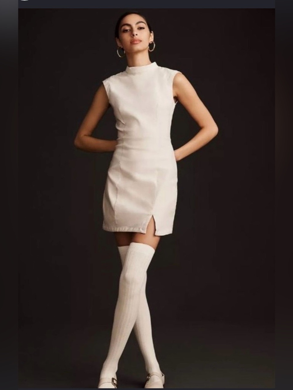 By Anthropologie Ivory Linen Blend Mock Neck Romper NWT Size L